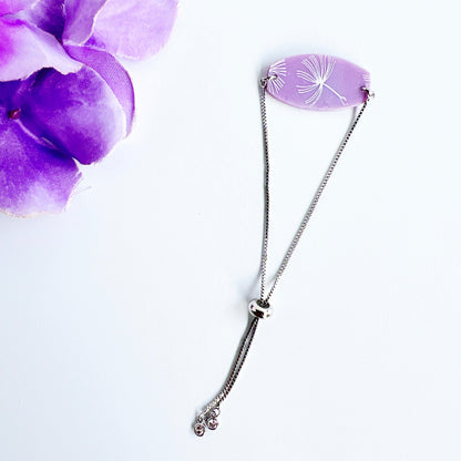 Bracelets Purple Dandelion Adjustable Chain Bracelet