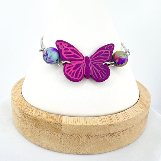 Purple | Galaxy Sea  Jasper Butterfly Adjustable Chain Bracelet