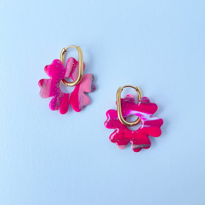 Earrings 2-in-1 Flower Charm Hoop Earrings