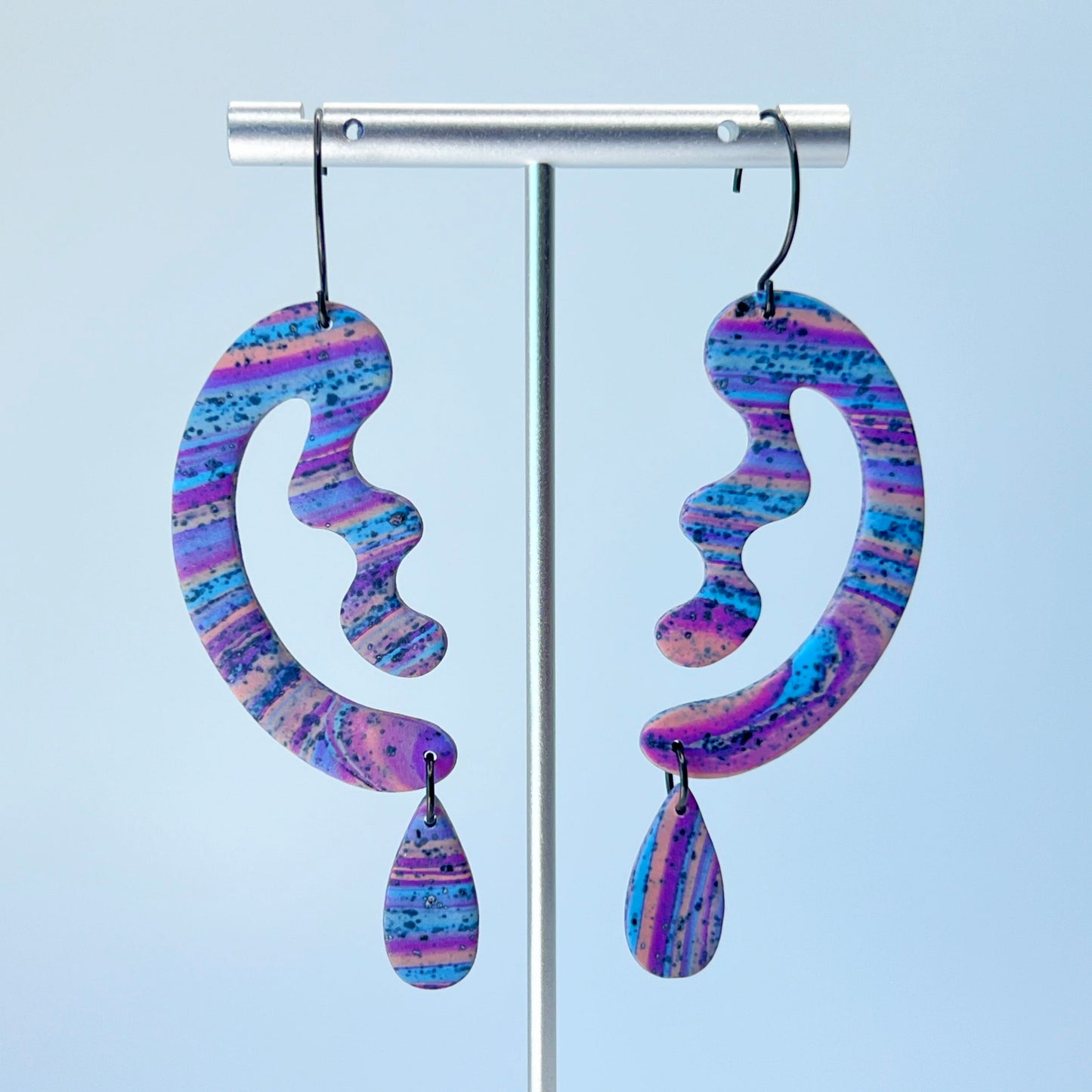 Earrings Cosmic Swirl Abstract Art Squiggle Dangle Earrings