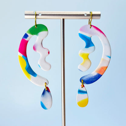 Earrings Color Burst Abstract Art Squiggle Dangle Earrings