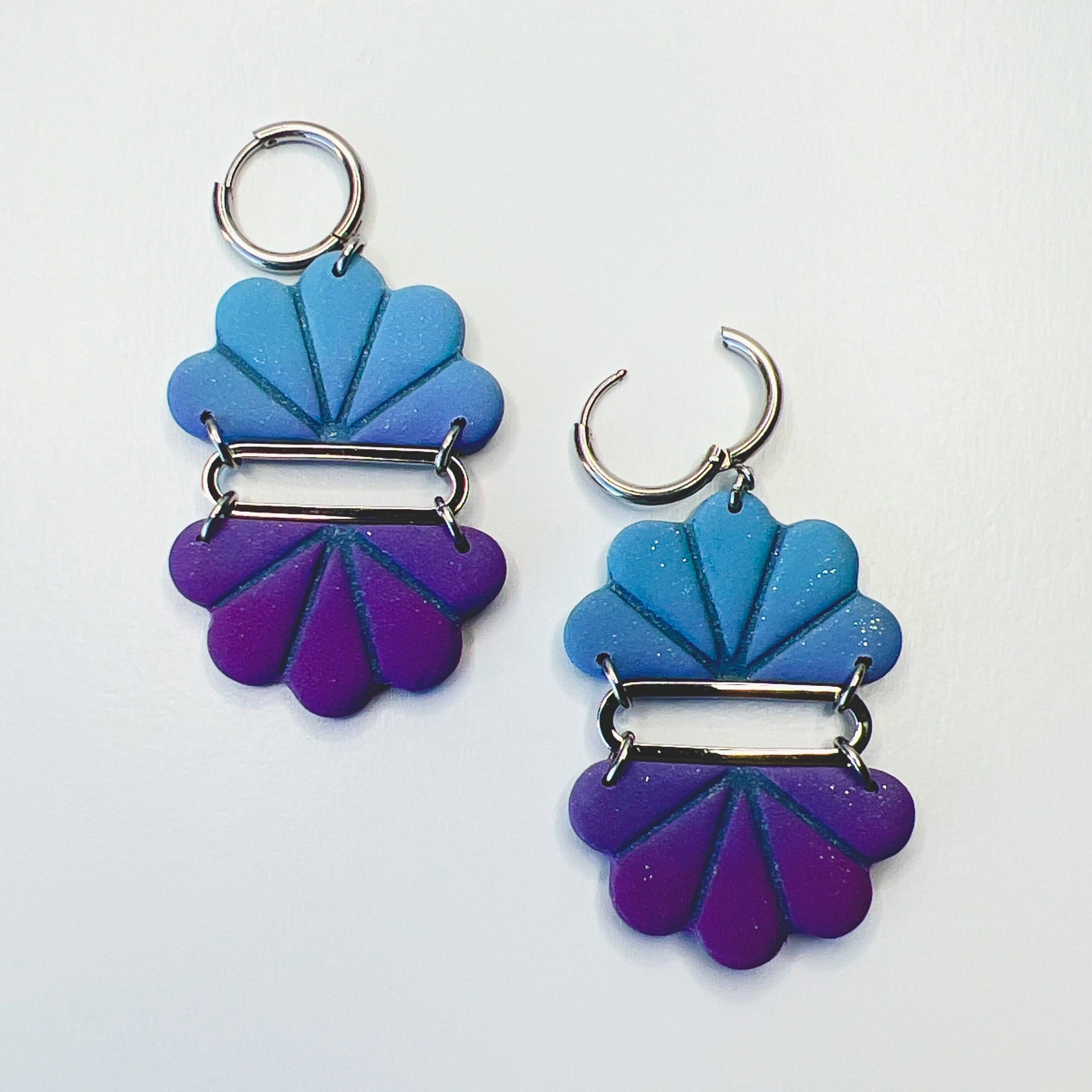Earrings Blue & Purple Ombre Shell Dangle Earrings