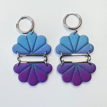 Earrings Blue & Purple Ombre Shell Dangle Earrings