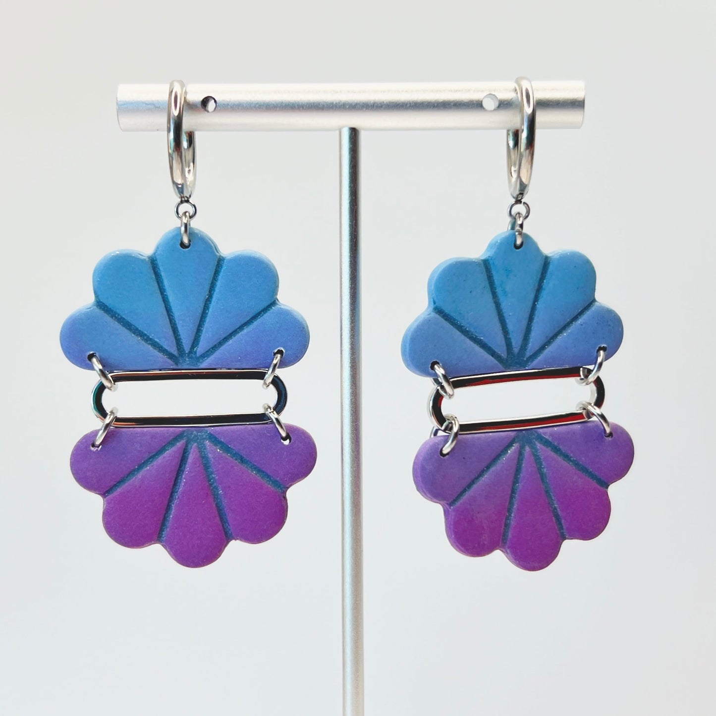 Earrings Blue & Purple Ombre Shell Dangle Earrings