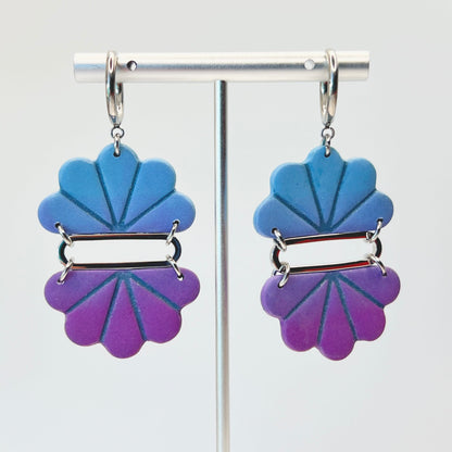 Earrings Blue & Purple Ombre Shell Dangle Earrings