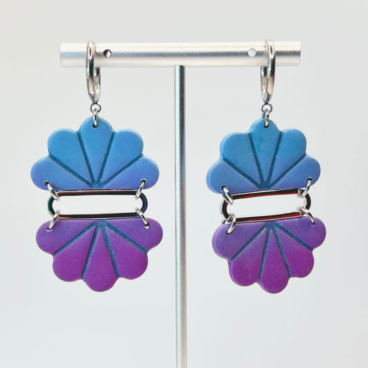 Earrings Blue & Purple Ombre Shell Dangle Earrings