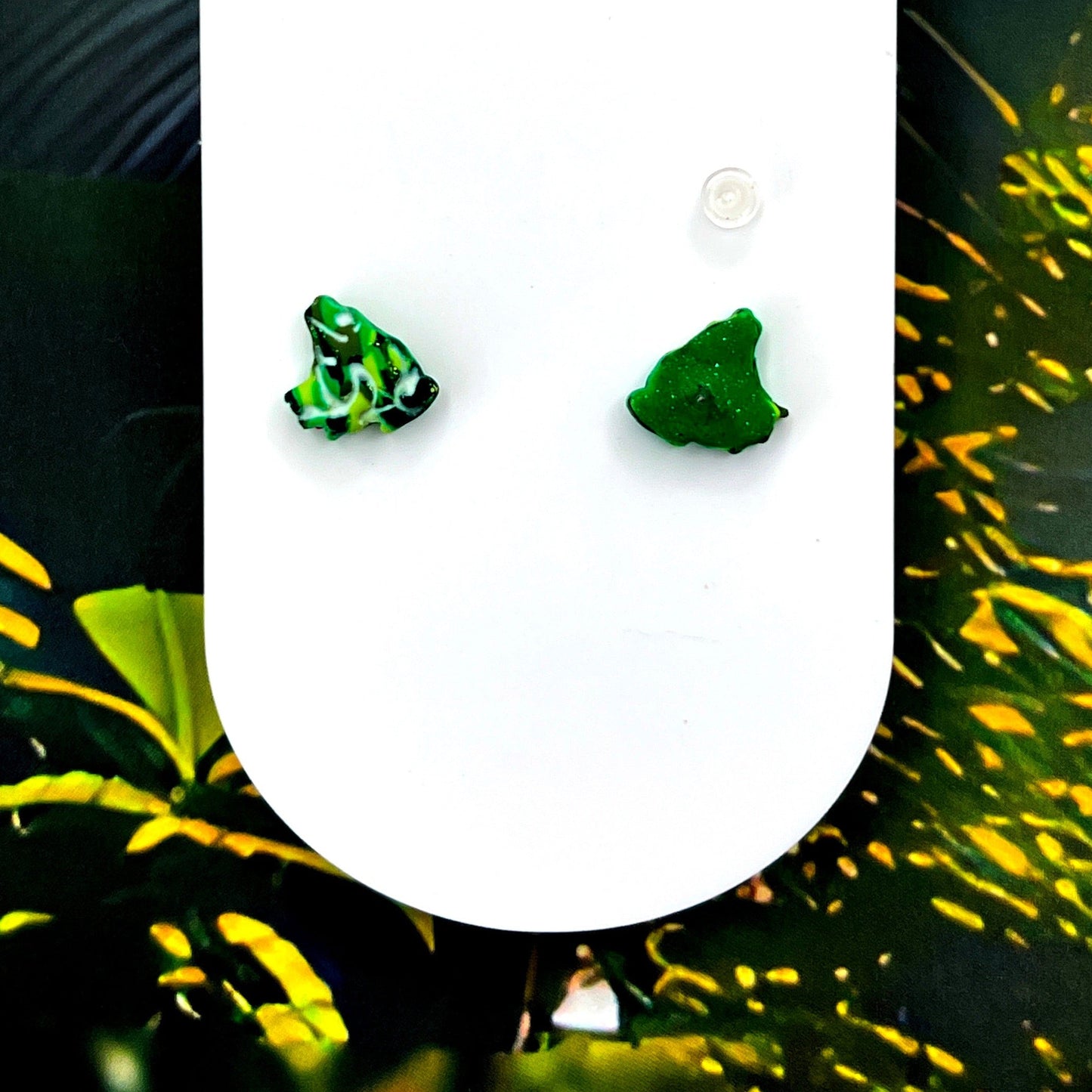 Earrings Titanium Posts Camouflage Frog Stud Earrings – Titanium Posts