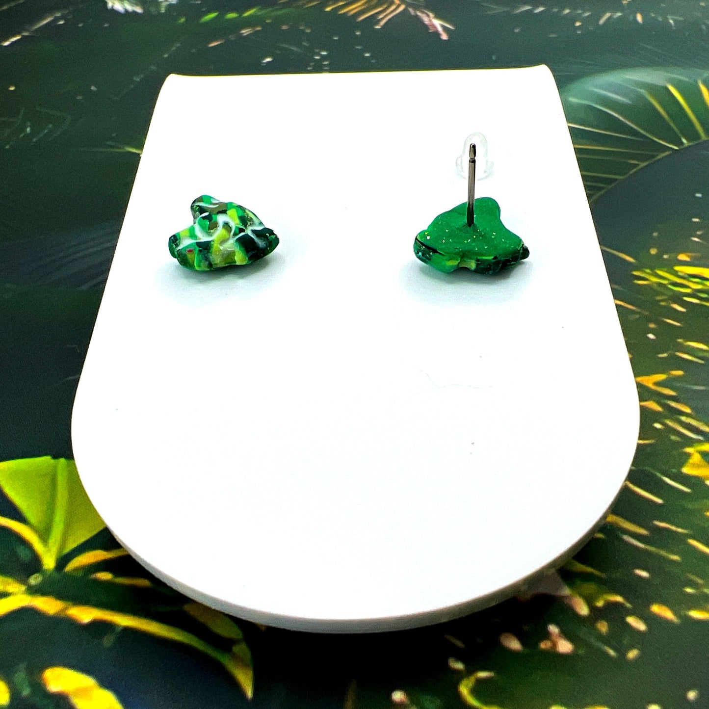 Earrings Camouflage Frog Stud Earrings – Titanium Posts