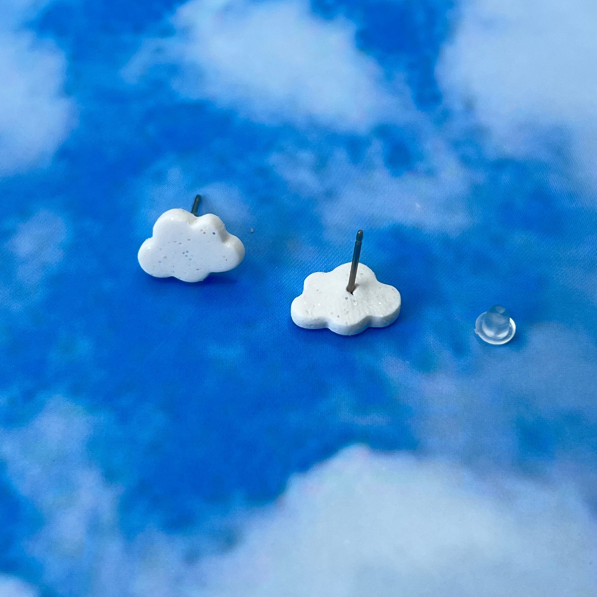 Earrings Cloud Stud Earrings – Polymer Clay & Titanium