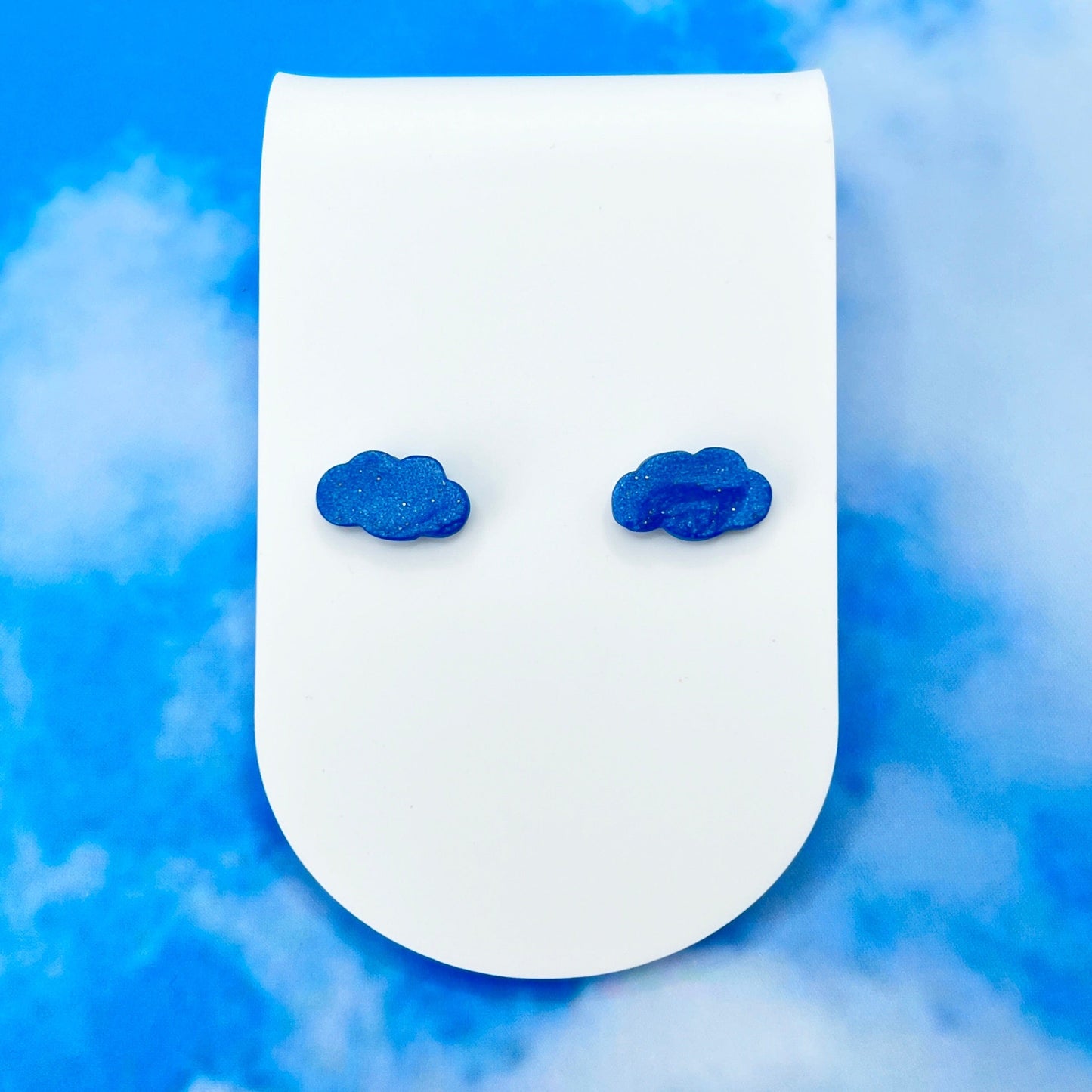 Earrings Cloud Stud Earrings – Polymer Clay & Titanium