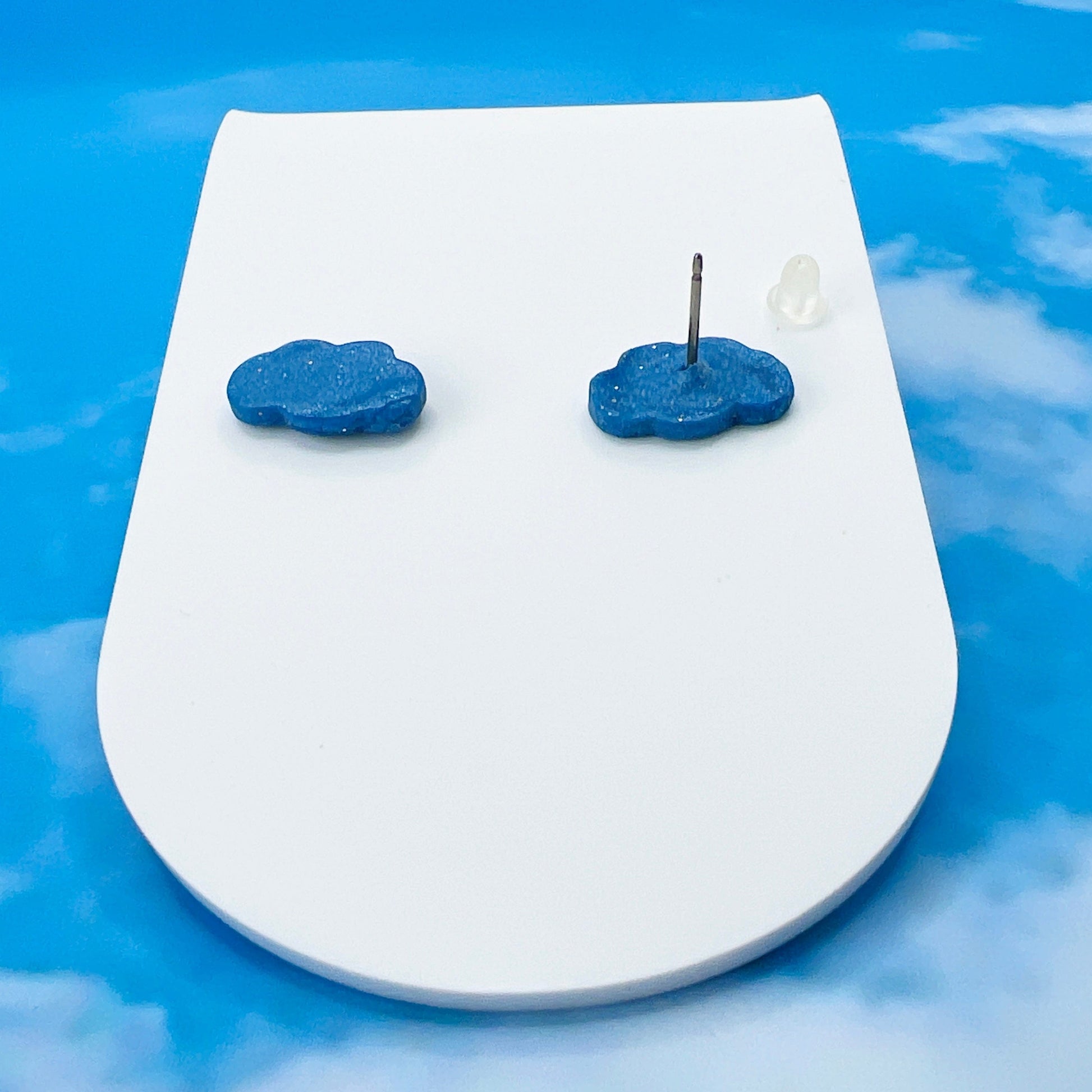Earrings Cloud Stud Earrings – Polymer Clay & Titanium