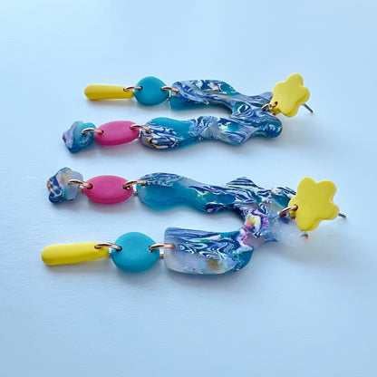 Earrings Color Pop Squiggle Dangle Earrings –Funky Polymer Clay