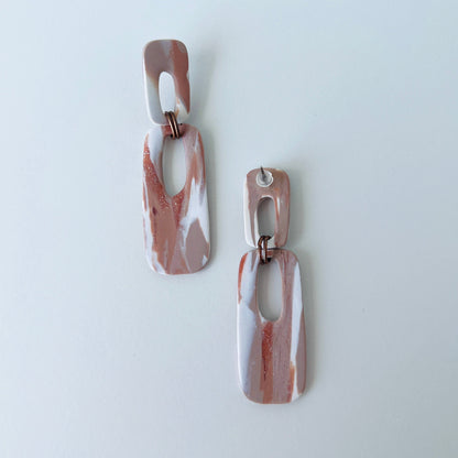 Earrings Earthy Marble Dangle Earrings – Handmade Polymer Clay