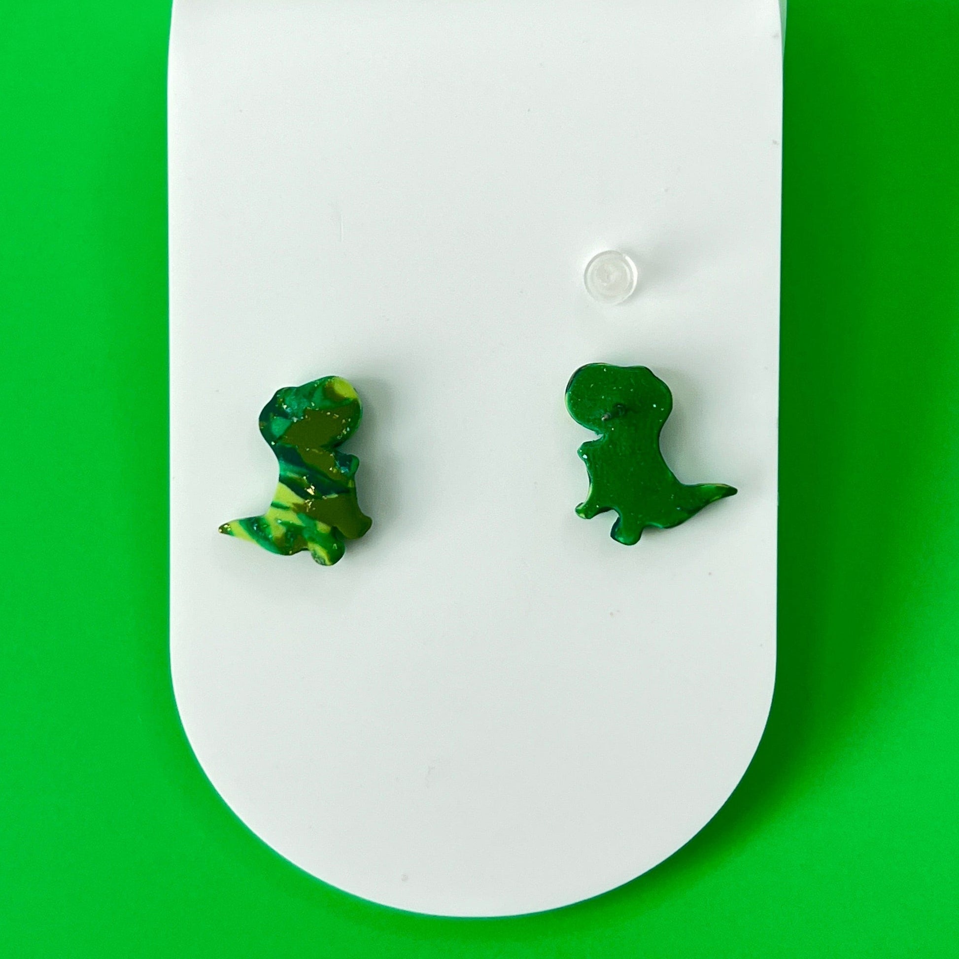 Earrings Green Dinosaur Stud Earrings – Titanium Posts