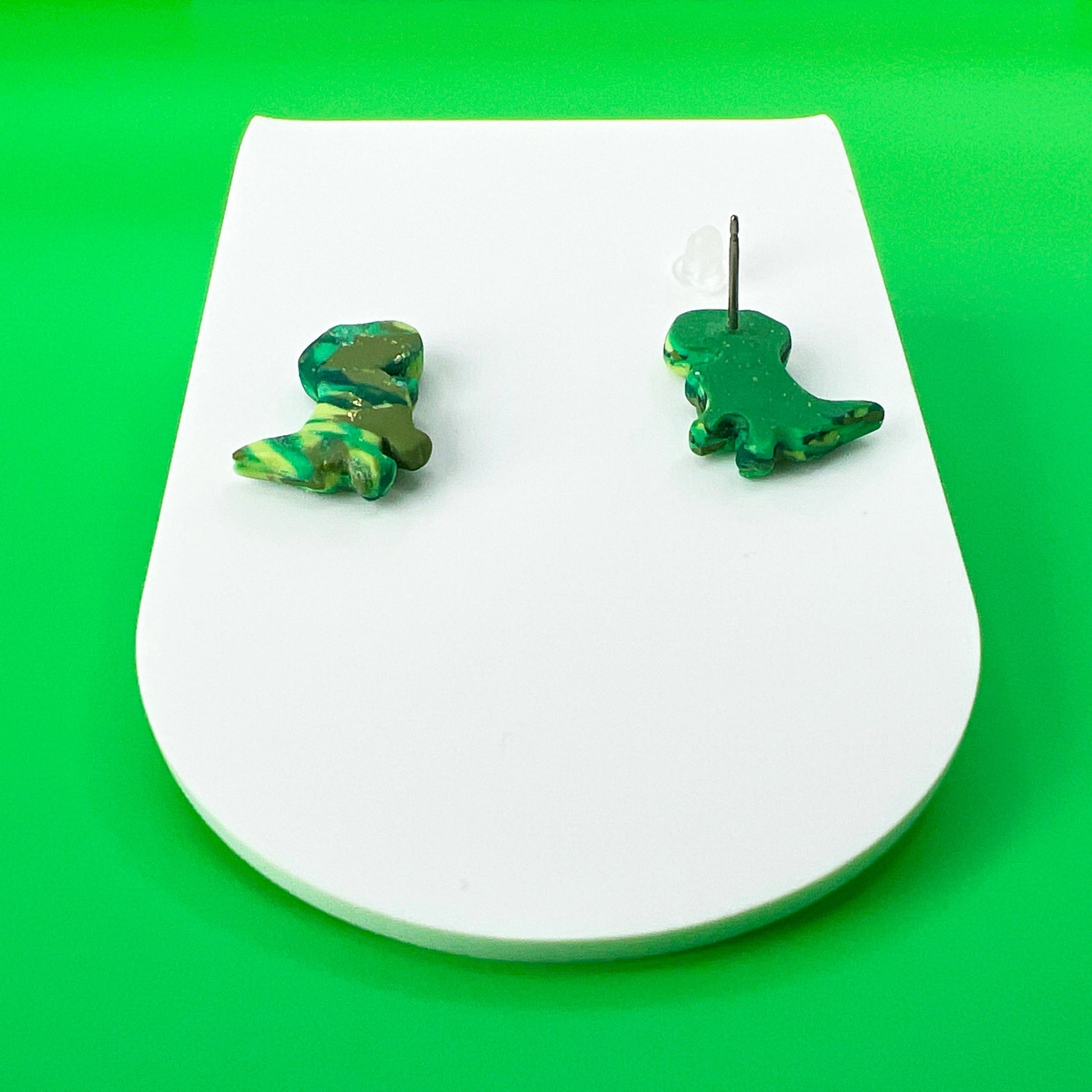 Earrings Green Dinosaur Stud Earrings – Titanium Posts
