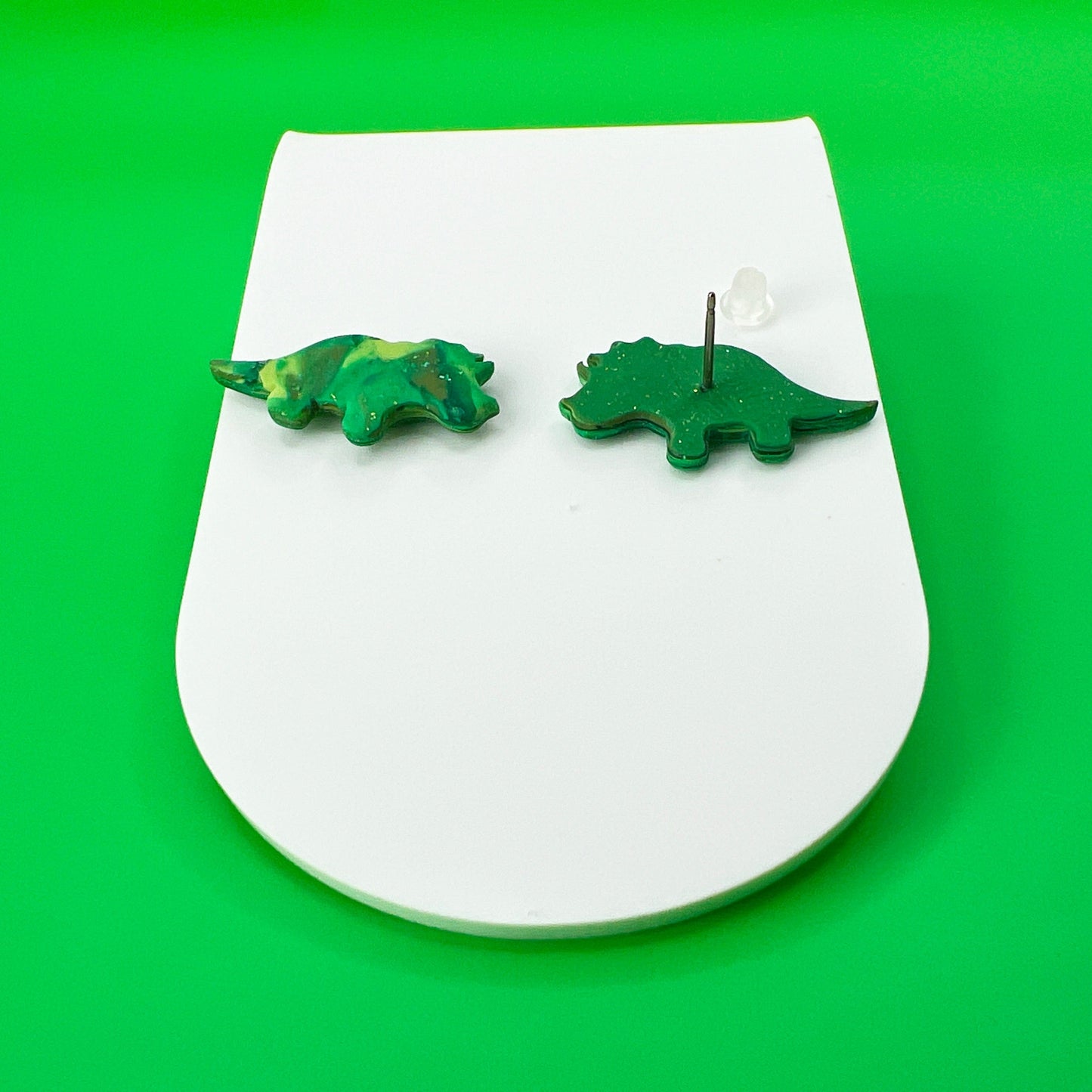 Earrings Green Dinosaur Stud Earrings – Titanium Posts