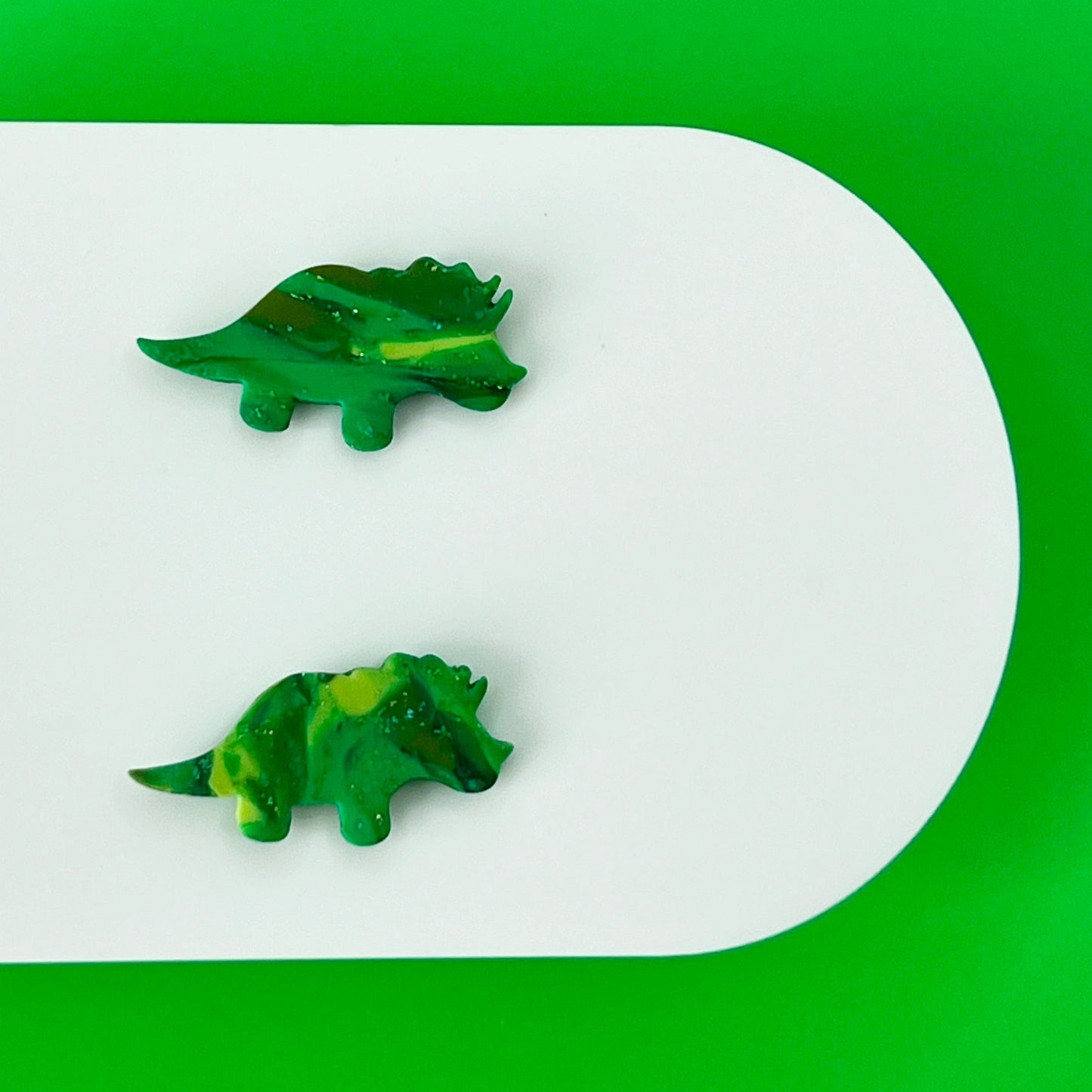 Earrings Triceratops Green Dinosaur Stud Earrings – Titanium Posts