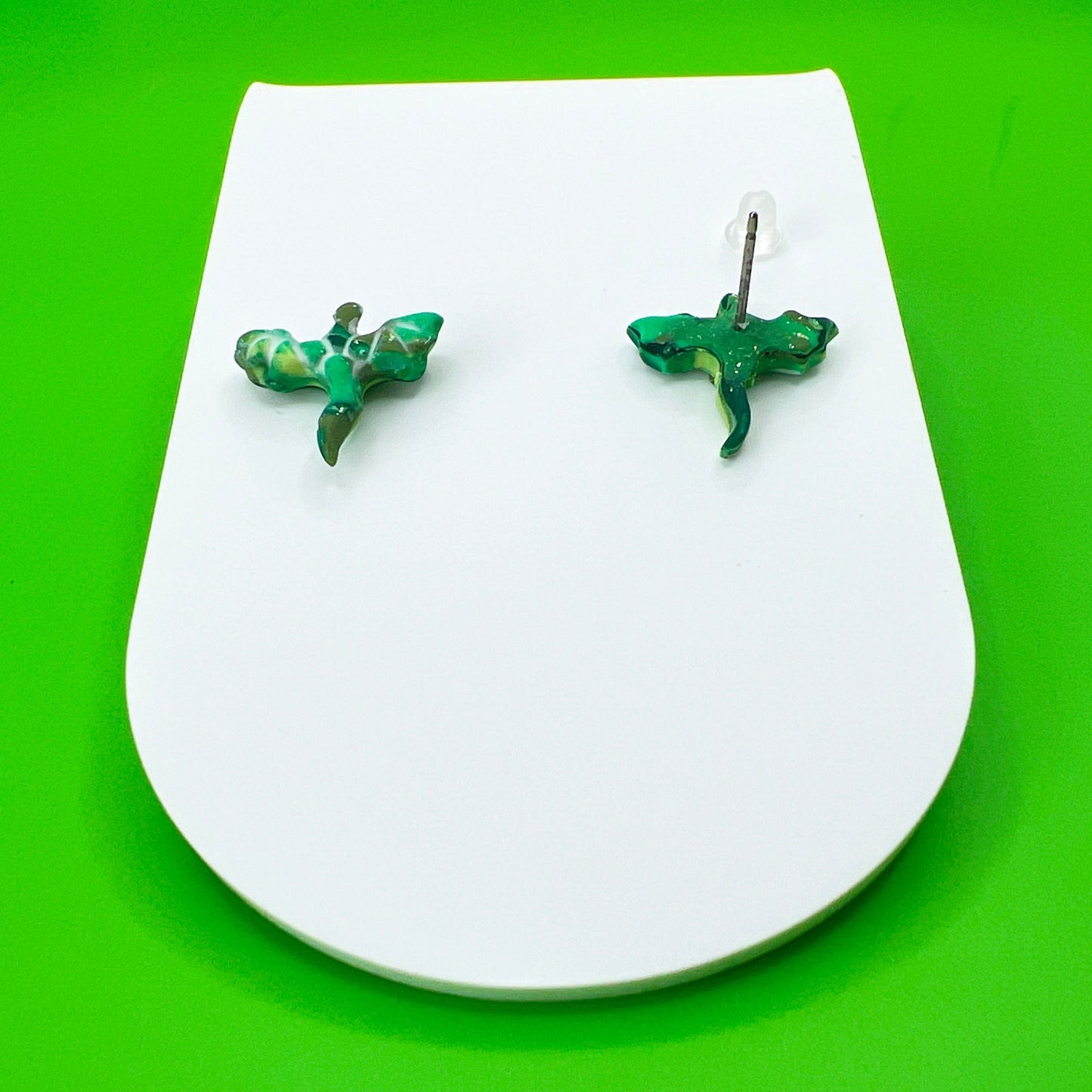 Earrings Green Dragon Stud Earrings – Titanium Posts