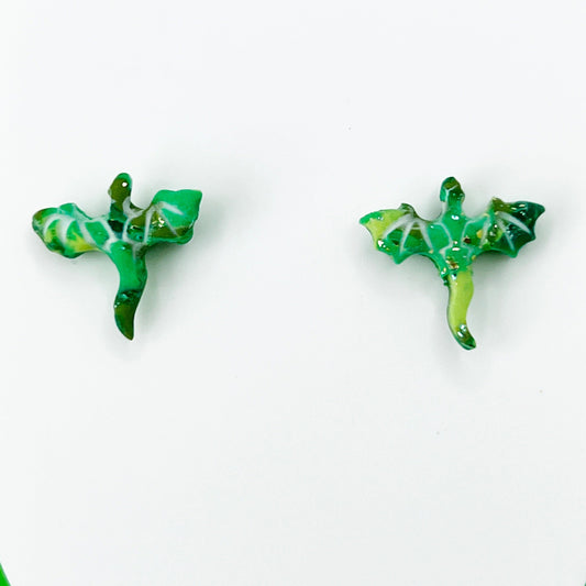 Earrings Green Dragon Stud Earrings – Titanium Posts