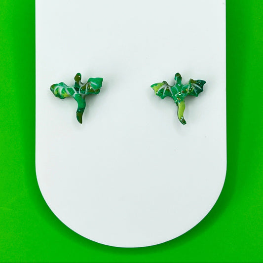 Earrings Green Dragon Stud Earrings – Titanium Posts