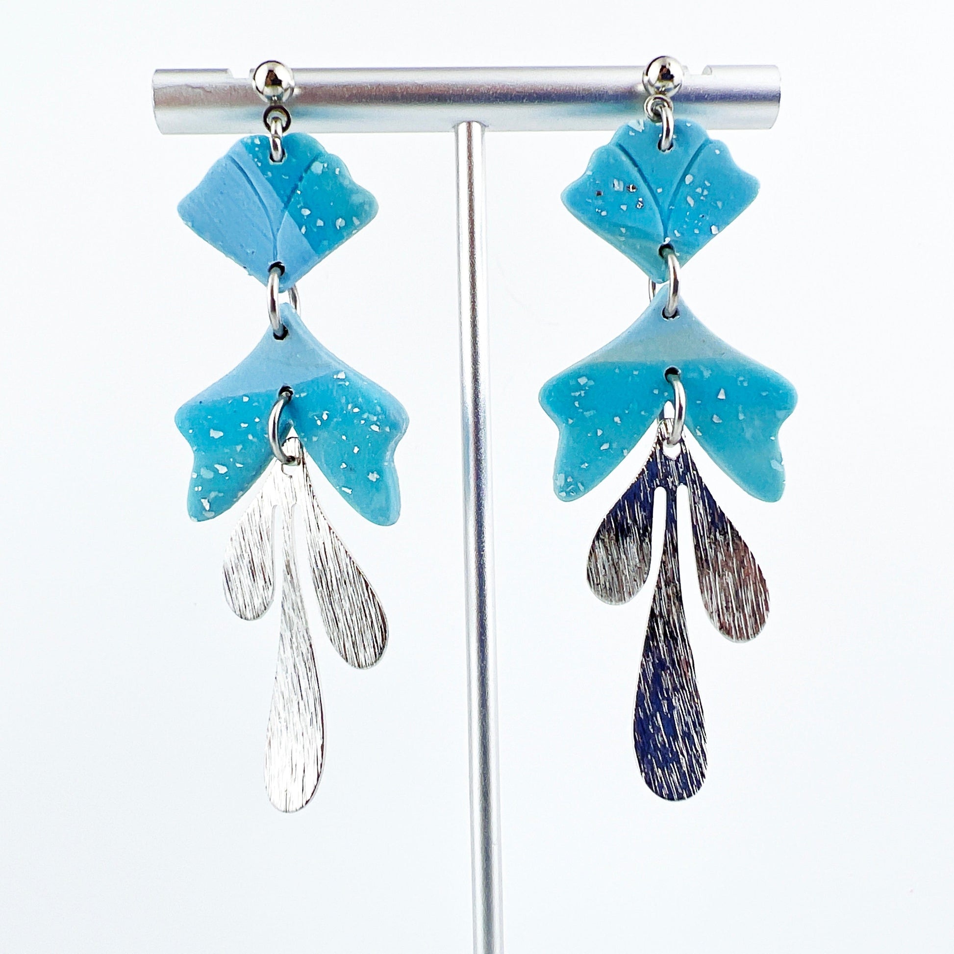Earrings Inanna - Blue & Silver Floral Inspired Earrings