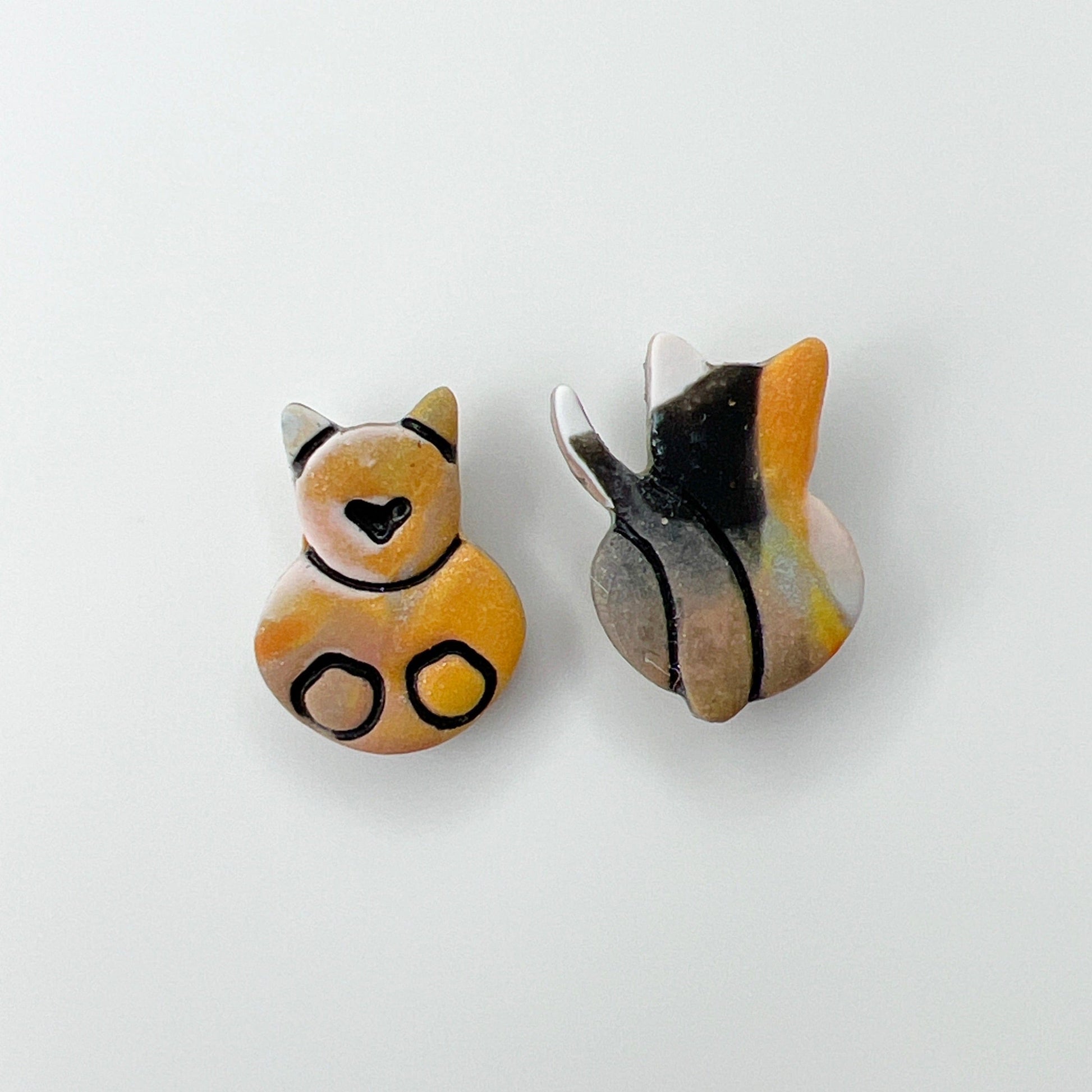 Earrings Kitty Front & Back Stud Earrings - Titanium Posts