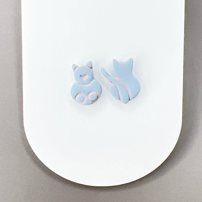 Earrings Russian Blue Kitty Front & Back Stud Earrings - Titanium Posts