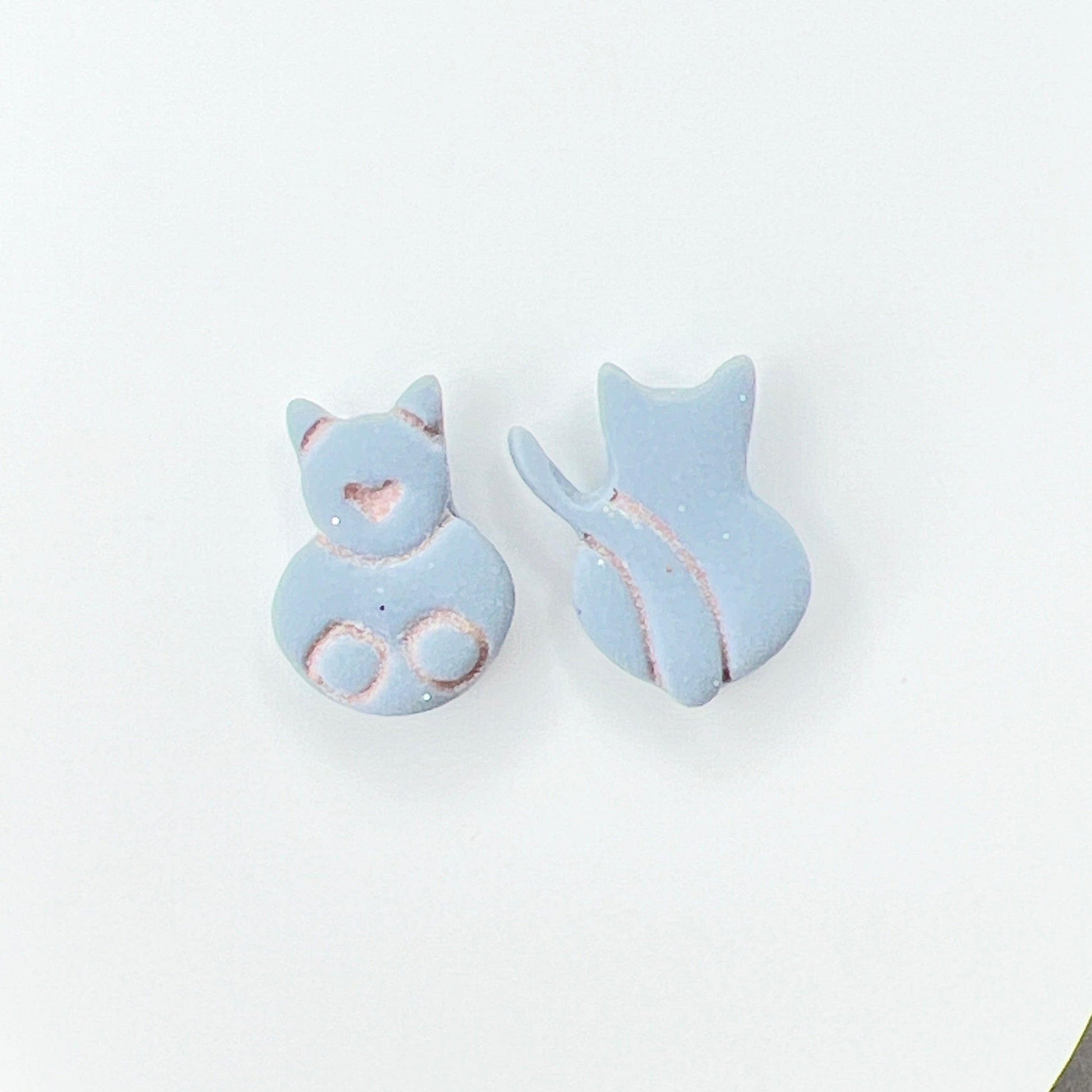 Earrings Kitty Front & Back Stud Earrings - Titanium Posts