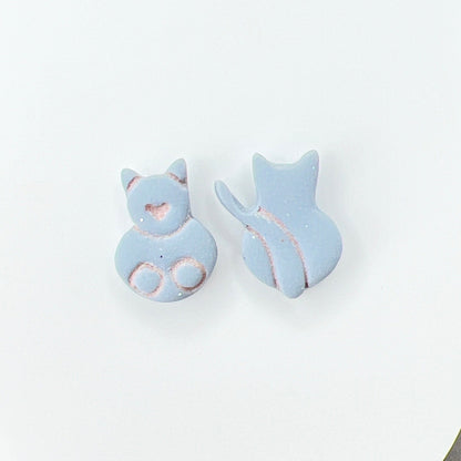 Earrings Kitty Front & Back Stud Earrings - Titanium Posts