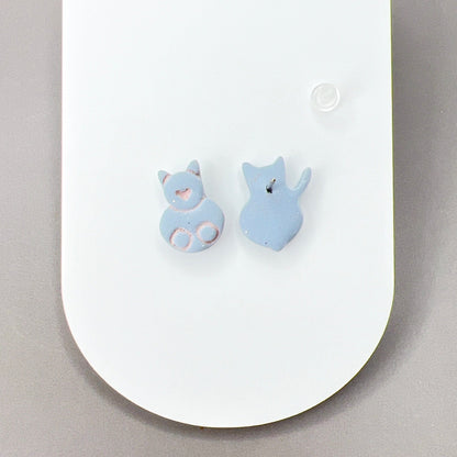 Earrings Kitty Front & Back Stud Earrings - Titanium Posts