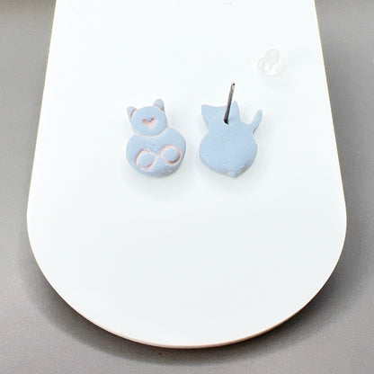 Earrings Kitty Front & Back Stud Earrings - Titanium Posts