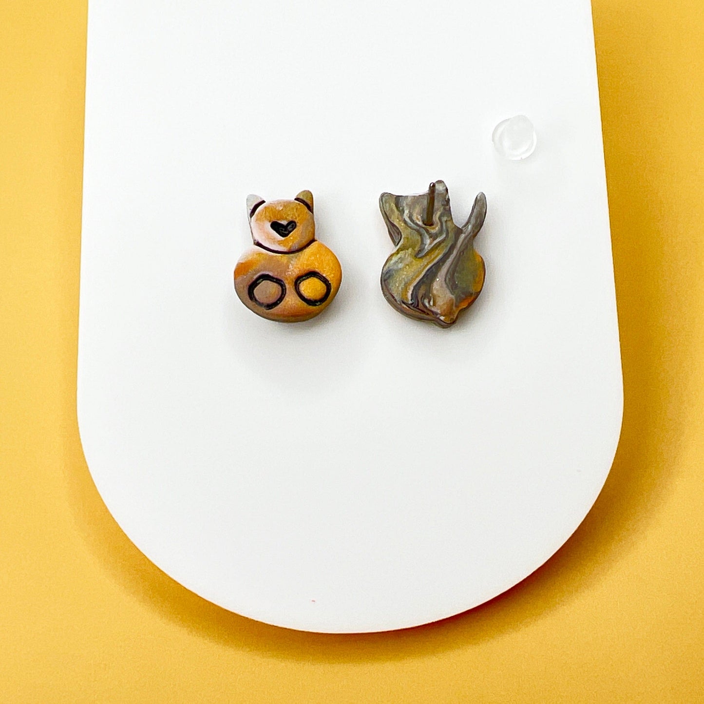 Earrings Kitty Front & Back Stud Earrings - Titanium Posts