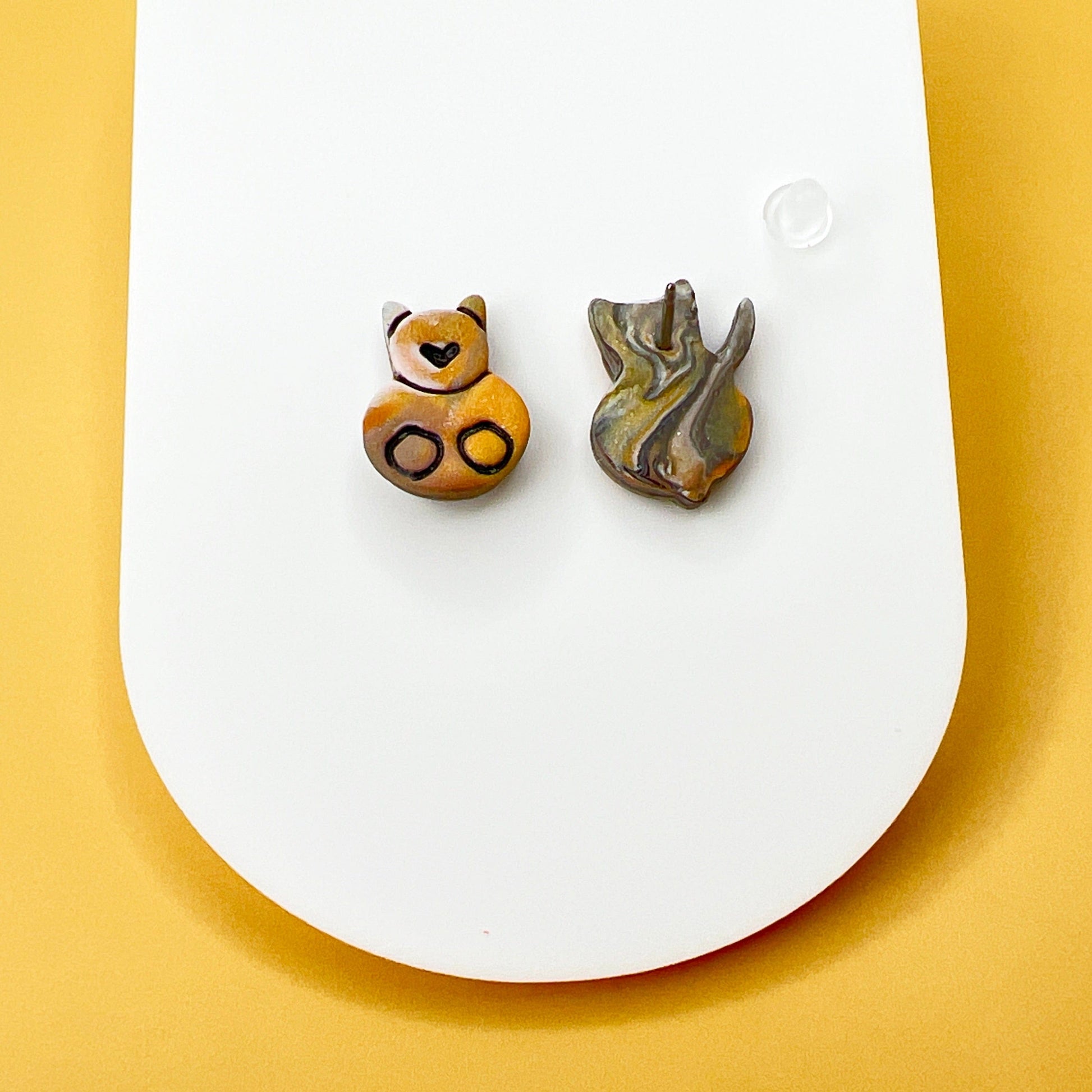 Earrings Kitty Front & Back Stud Earrings - Titanium Posts