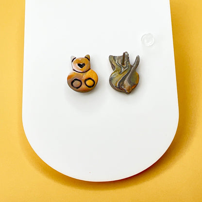 Earrings Kitty Front & Back Stud Earrings - Titanium Posts