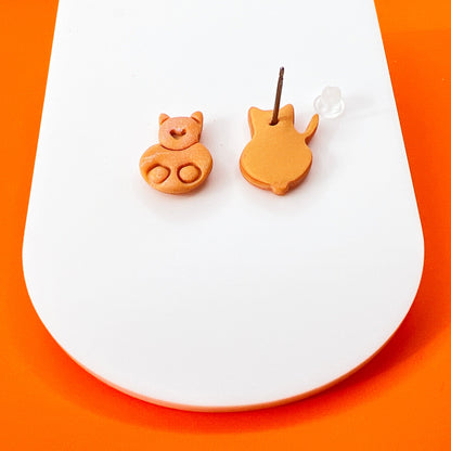 Earrings Kitty Front & Back Stud Earrings - Titanium Posts