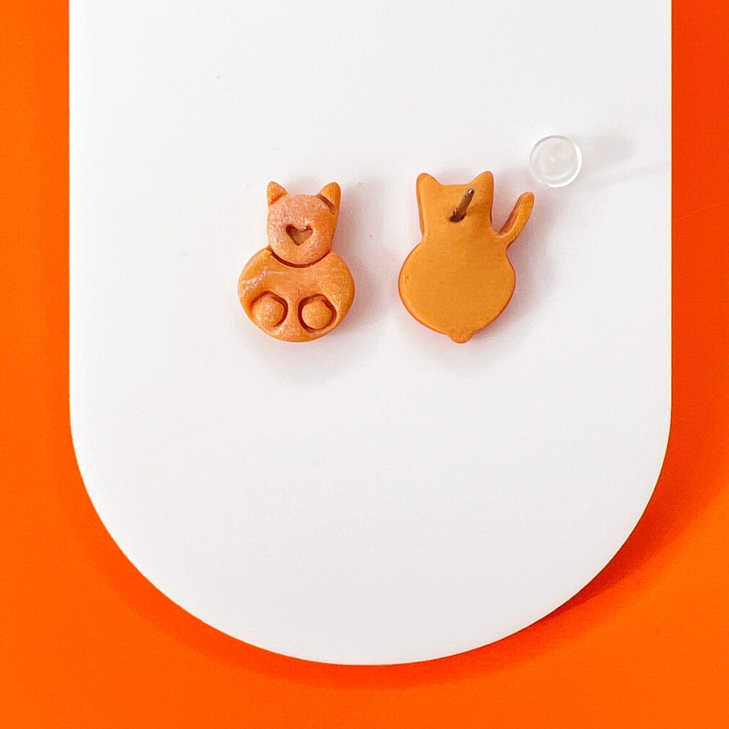 Earrings Kitty Front & Back Stud Earrings - Titanium Posts