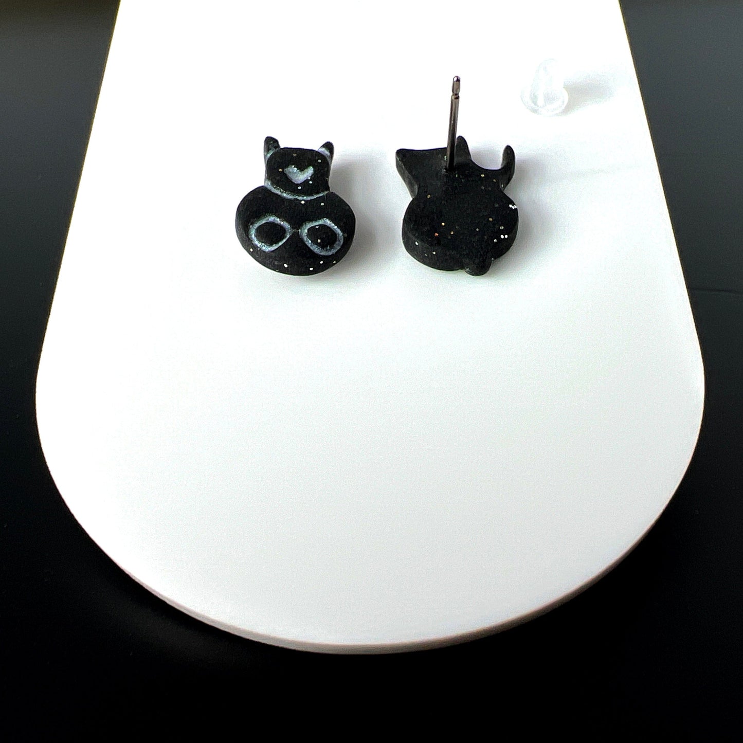 Earrings Kitty Front & Back Stud Earrings - Titanium Posts