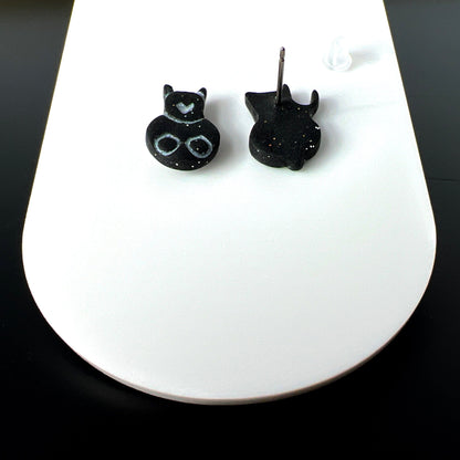 Earrings Kitty Front & Back Stud Earrings - Titanium Posts