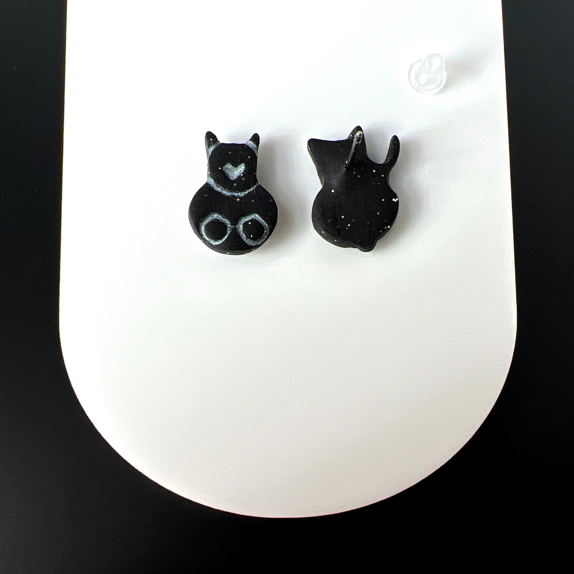 Earrings Kitty Front & Back Stud Earrings - Titanium Posts