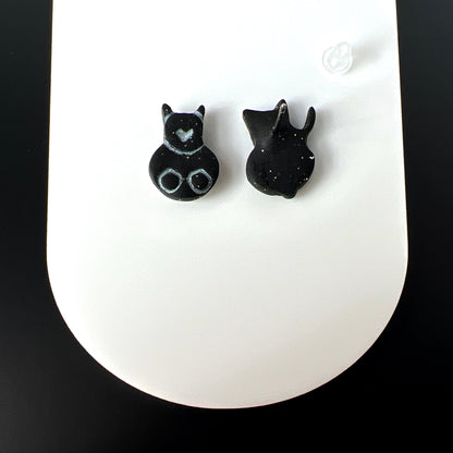 Earrings Kitty Front & Back Stud Earrings - Titanium Posts