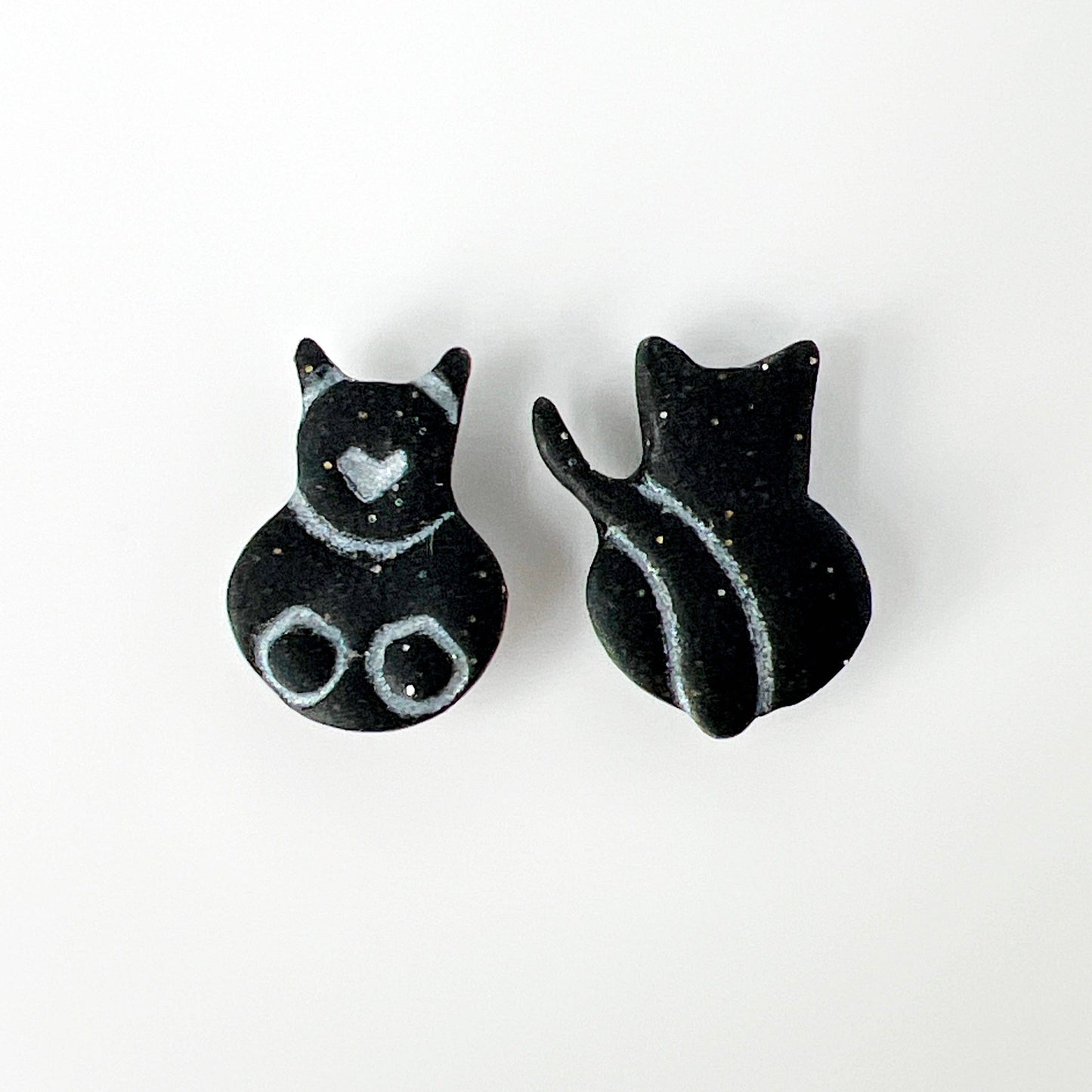 Earrings Kitty Front & Back Stud Earrings - Titanium Posts