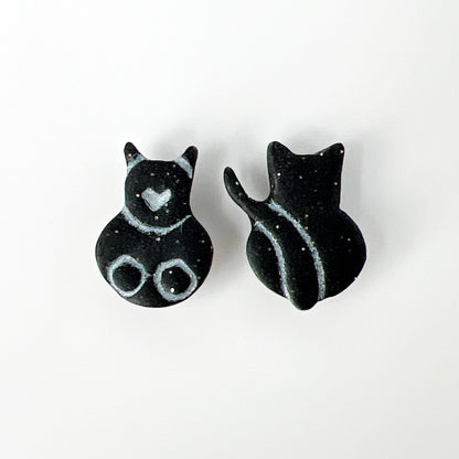 Earrings Kitty Front & Back Stud Earrings - Titanium Posts
