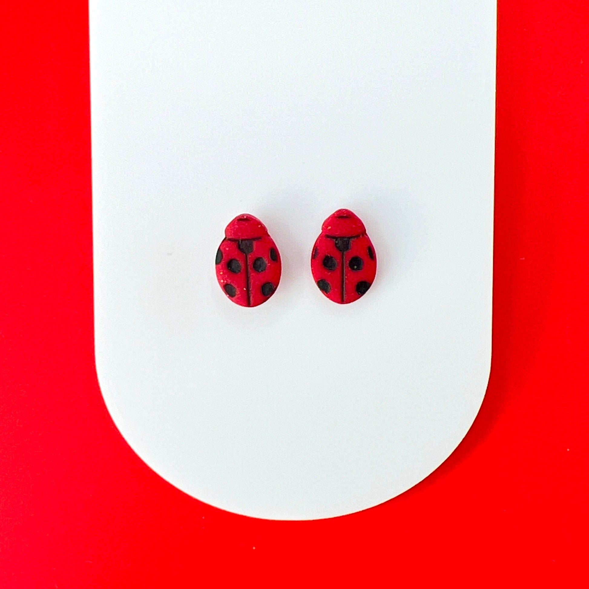 Earrings Ladybug Polymer Clay Stud Earrings – Titanium Posts