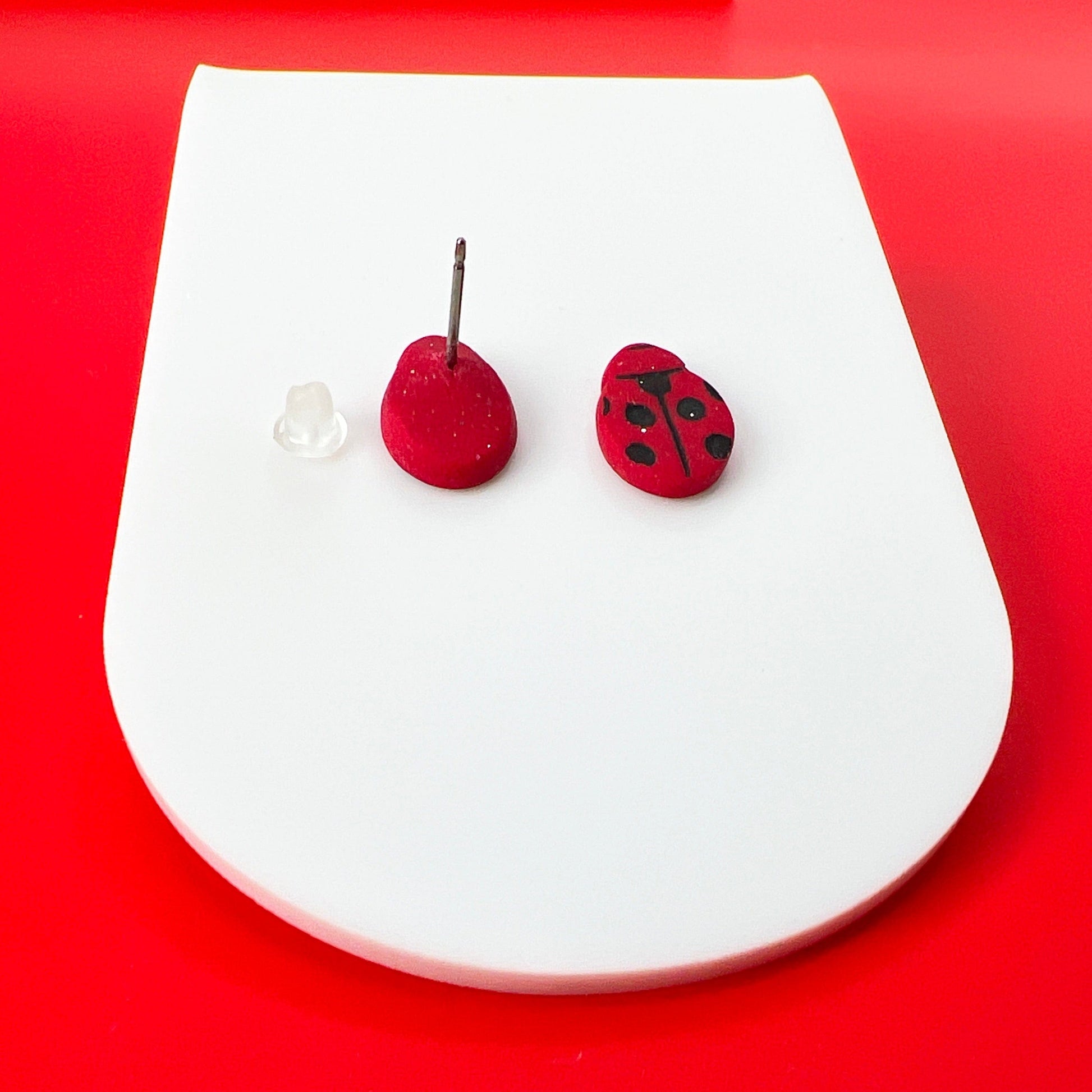Earrings Ladybug Polymer Clay Stud Earrings – Titanium Posts