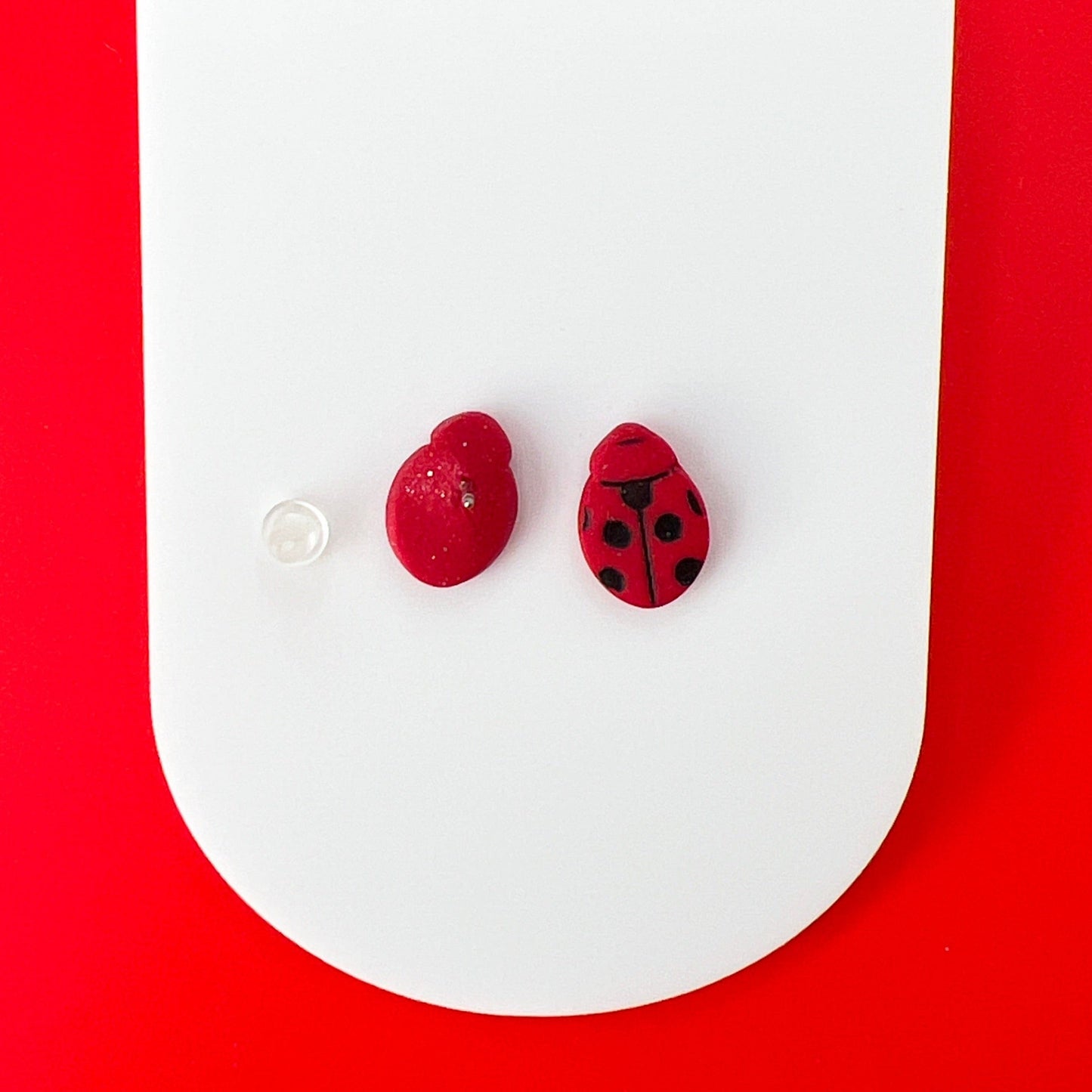 Earrings Ladybug Polymer Clay Stud Earrings – Titanium Posts