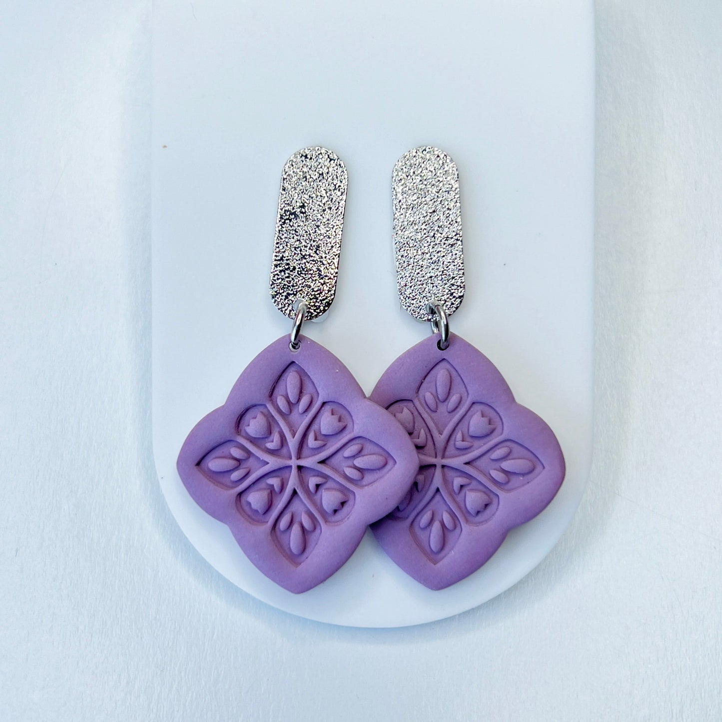 Earrings Lavender Floral Tile Earrings