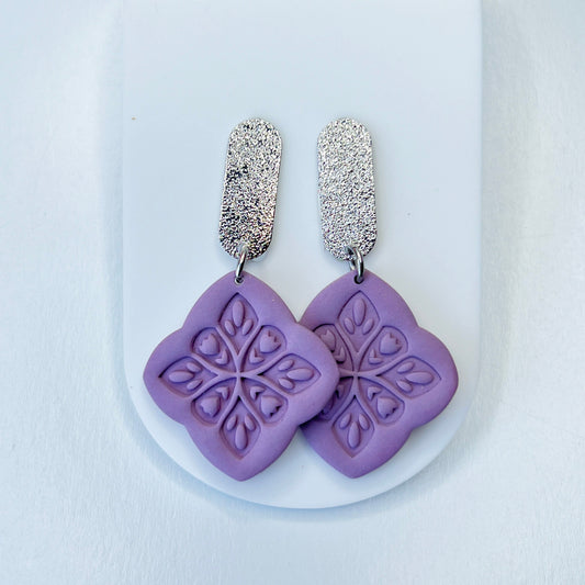 Earrings Lavender Floral Tile Earrings