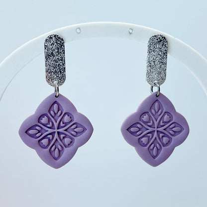 Earrings Lavender Floral Tile Earrings
