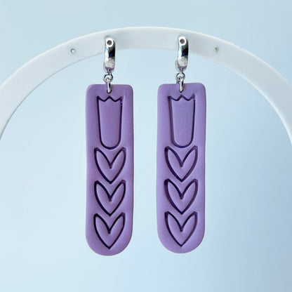 Earrings Lavender Tulip Polymer Clay Earrings