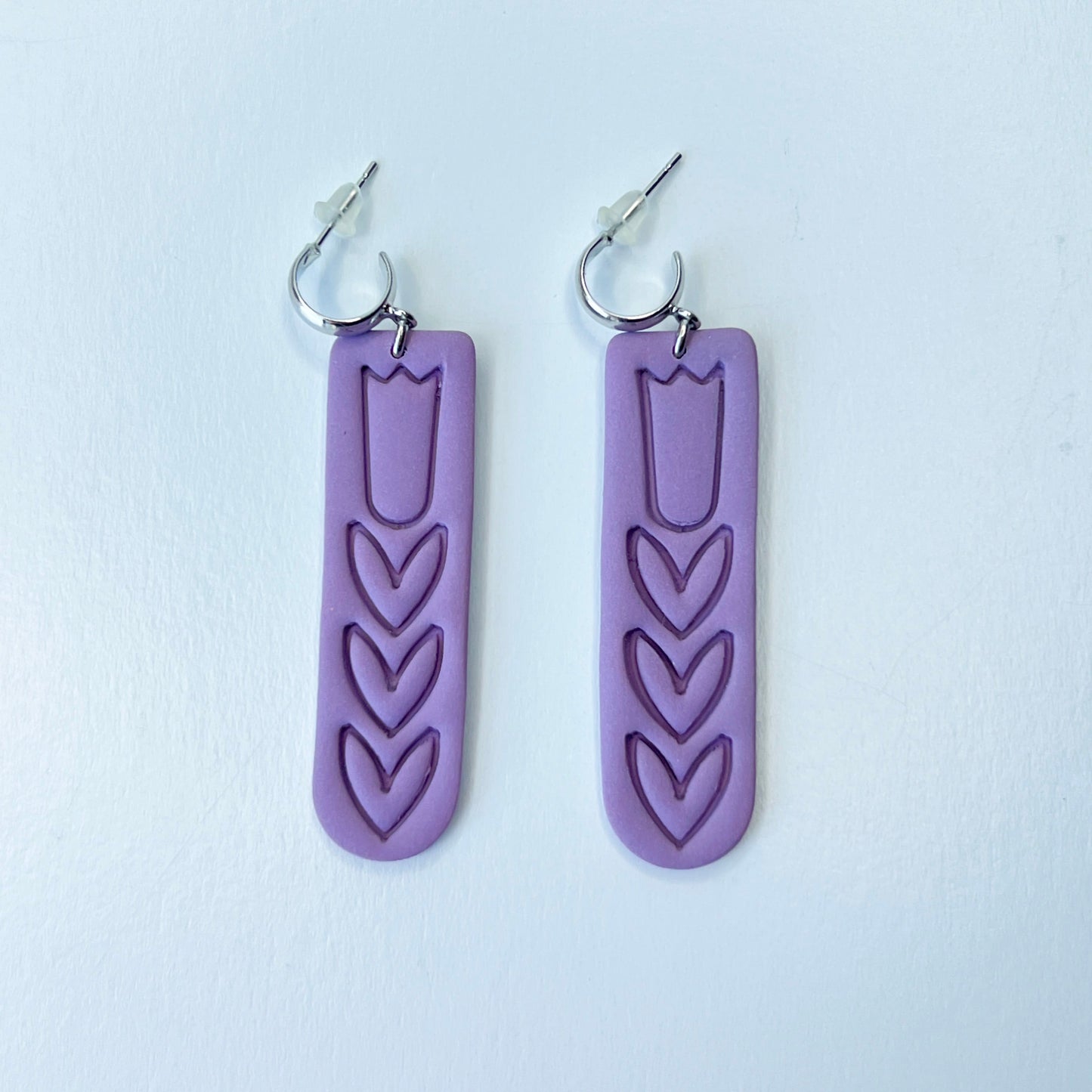 Earrings Lavender Tulip Polymer Clay Earrings
